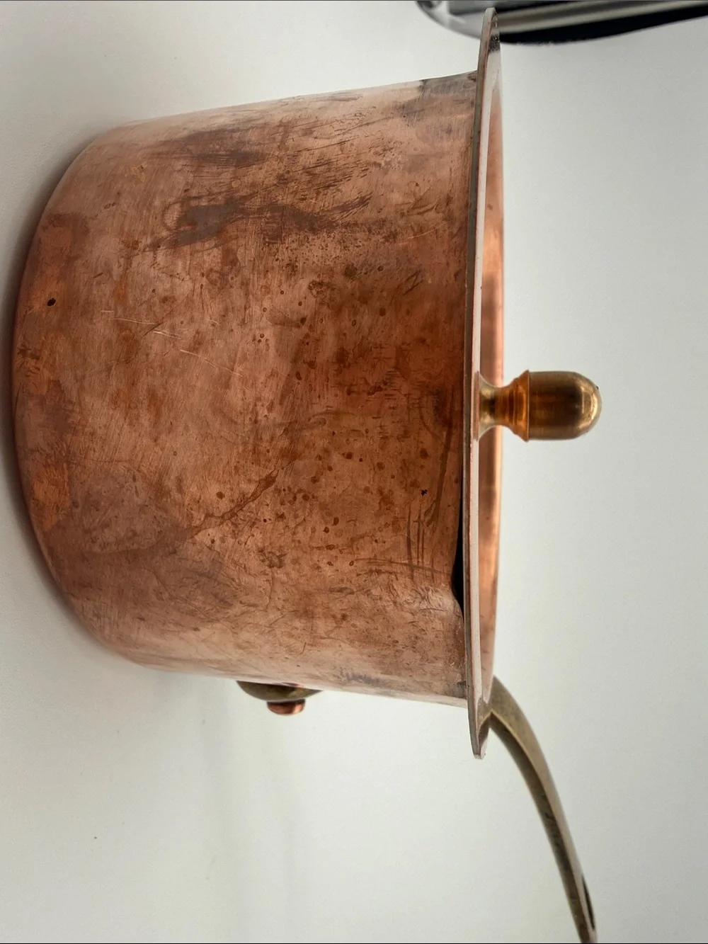 Vintage French Copper Saucepan w Lid Brass Handle Henglamor Detroit